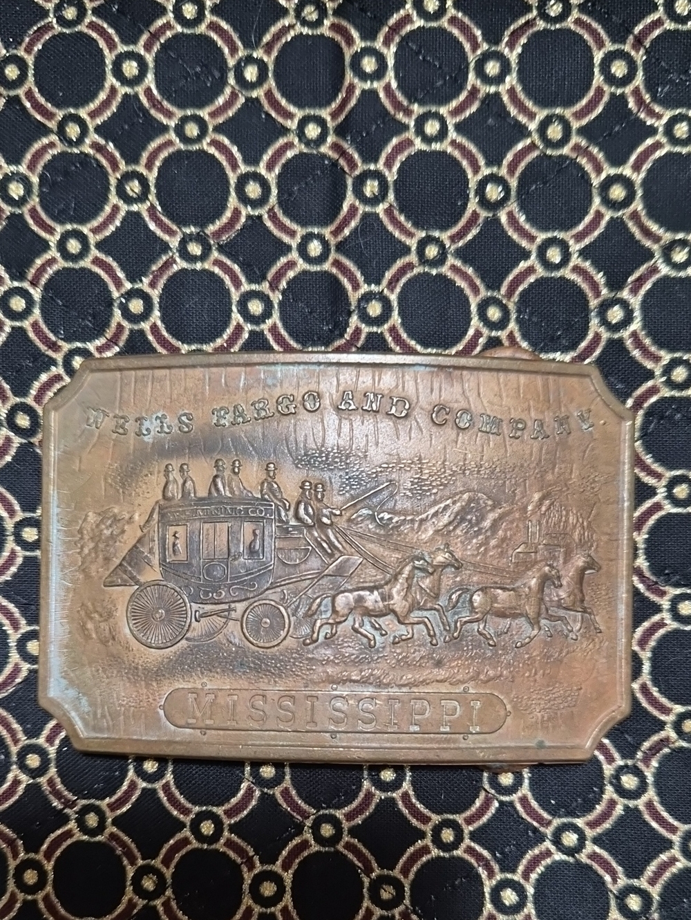 NEW!!! Wells Fargo Embossed Brass  Belt Buckle